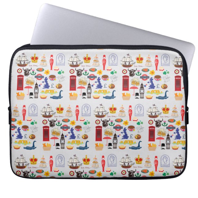 Britse symbolen laptop sleeve (Voorkant)