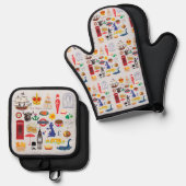 Britse symbolen ovenwant & pannenlap set (Voorkant / Achterkant)