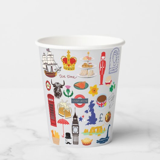 Britse symbolen papieren bekers (Achterkant)