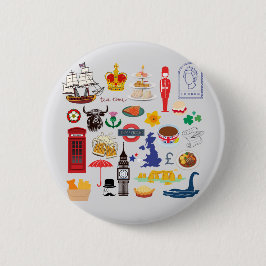 Britse symbolen ronde button 5,7 cm