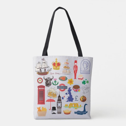 Britse symbolen tote bag (Achterkant)