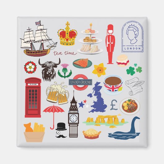 Britse symbolen van het VK Magneet (Voorkant)