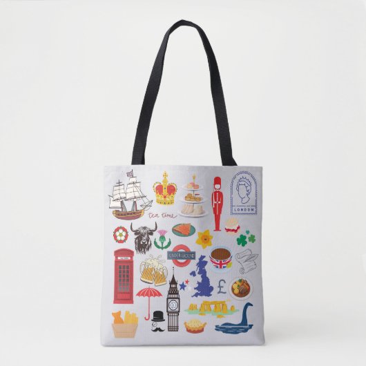 Britse symbolen van het VK Tote Bag (Voorkant)