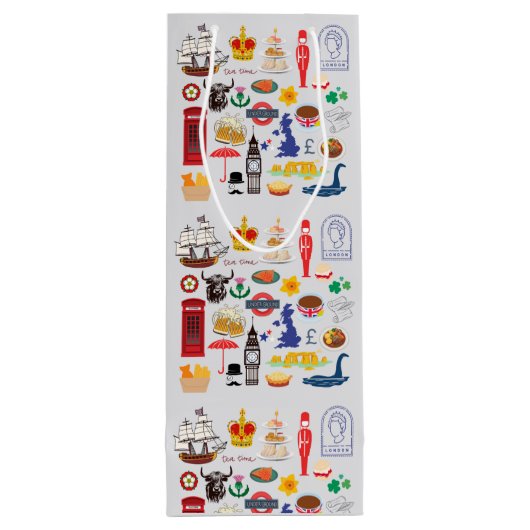 Britse symbolen wijn cadeautas (Achterkant)