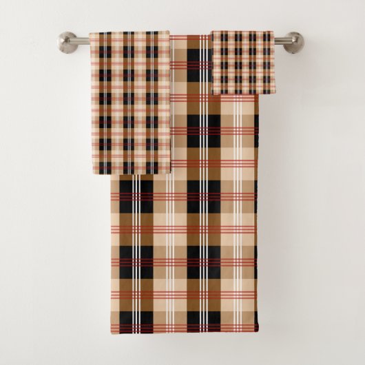 Britse tartan in zwart en bruin bad handdoek (Insitu)