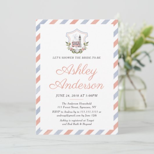 Britse Tea Bridal Shower Invitation Kaart (Staand voorkant)