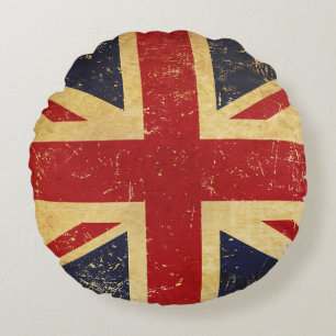 Britse Union Jack Flag  Grunge Rond Kussen
