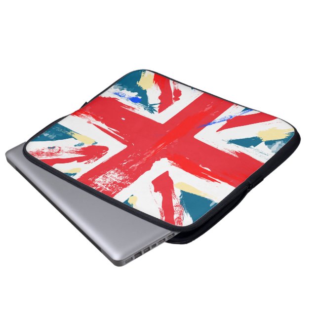 Britse Union Jack Flag  Worn Laptop Sleeve (Voorkant onderkant)