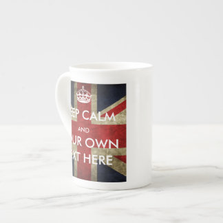 Britse Union Jack Keep Calm en Jouw tekst Porselein Kop