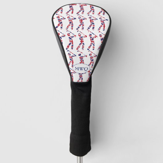 Britse Union Jack Monogram DRIVER Golfheadcover (Voorkant)