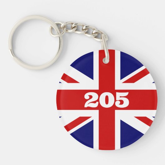 Britse Union Jack vlag aangepaste hotel kamernumme Sleutelhanger (Voorkant)