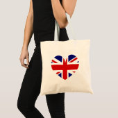 Britse Union Jack-vlag hart symbool boodschappenta Tote Bag (Voorkant (product))