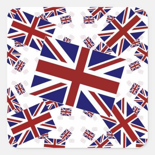 Britse Union Jack vlag in lagen Askew Vierkante Sticker (Voorkant)
