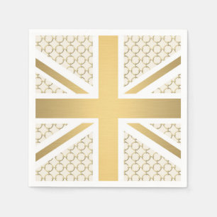 Britse Union Jack vlag met gouden ruiterpatroon Servet