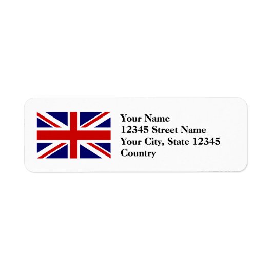 Britse Union Jack vlag retour adres labels (Voorkant)