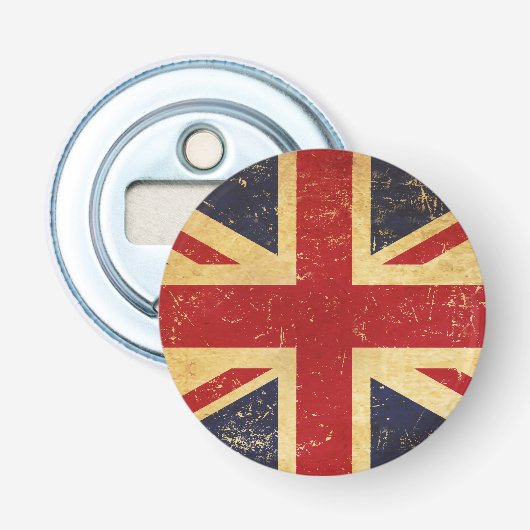 Britse Union Jack Vlag Vintage Flesopener Button Flesopener (Voorkant)