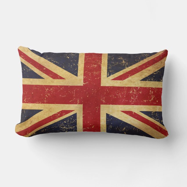 Britse Union Jack Vlag Vintage Grunge Kussen (Voorkant)