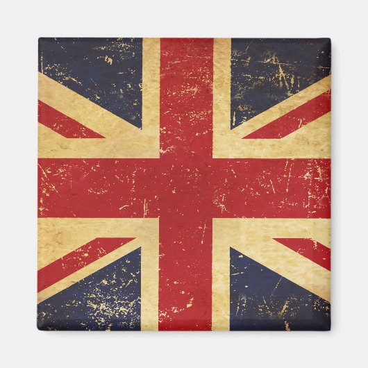 Britse Union Jack Vlag Vintage Grunge Magneet (Voorkant)
