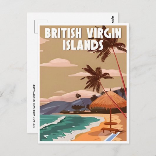  Britse Vergin Islands Retro vakantie Briefkaart (Voorkant / Achterkant)