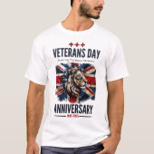 Britse Veteranendag Lion Union Jack Jubileum T T-shirt (Voorkant)