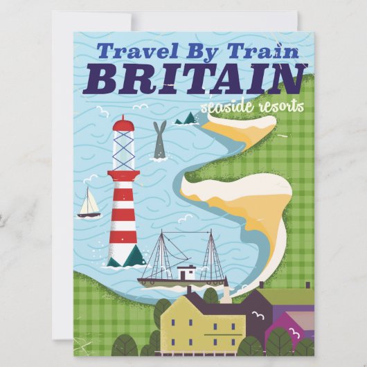 Britse vintage trein reisposter kaart (Voorkant)