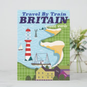 Britse vintage trein reisposter kaart (Staand voorkant)