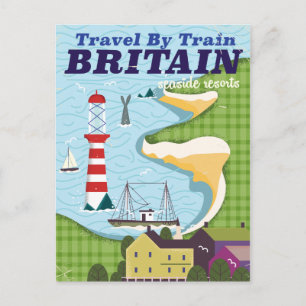 Britse vintage trein vakantieposter briefkaart