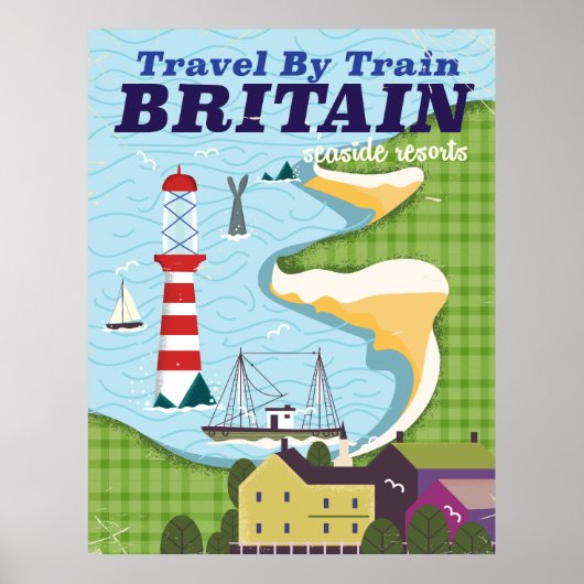 Britse vintage trein vakantieposter poster (Voorkant)