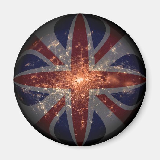 Britse visvlag boven Londen 's nachts Magneet (Voorkant)