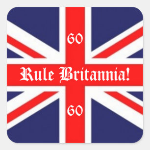 Britse vlag+60 voor Jubilee Vierkante Sticker
