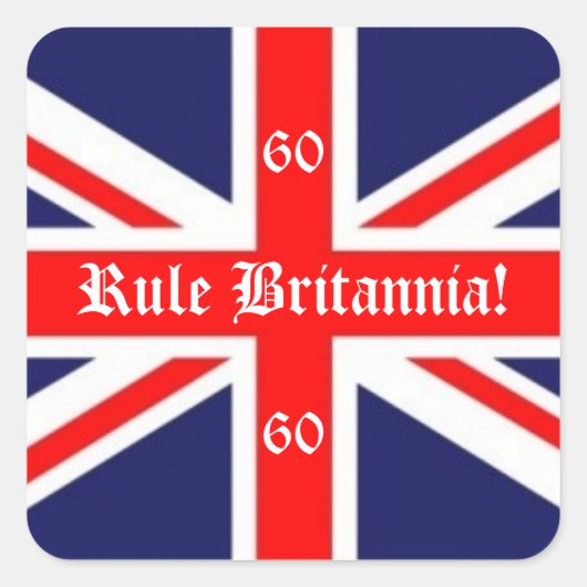 Britse vlag+60 voor Jubilee Vierkante Sticker (Voorkant)