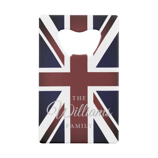  Britse vlag aangepaste familienaam Creditkaart Flessenopener (Achterkant)