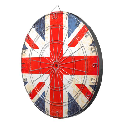 Britse vlag antiqued stijl dart board dartbord (Voorkant Rechts)