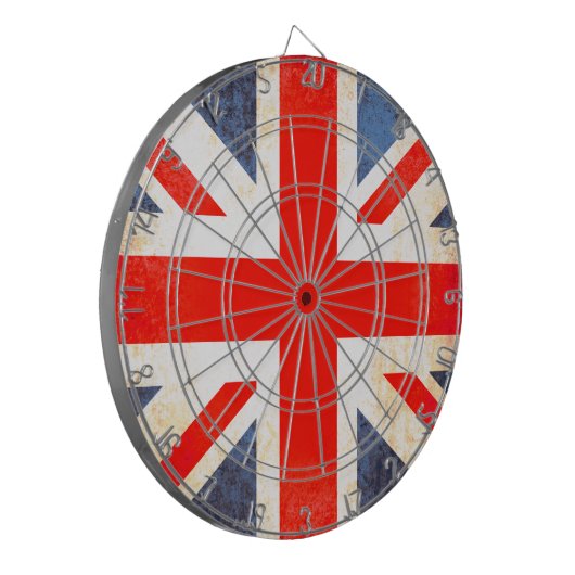 Britse vlag antiqued stijl dart board dartbord (Voorkant Links)