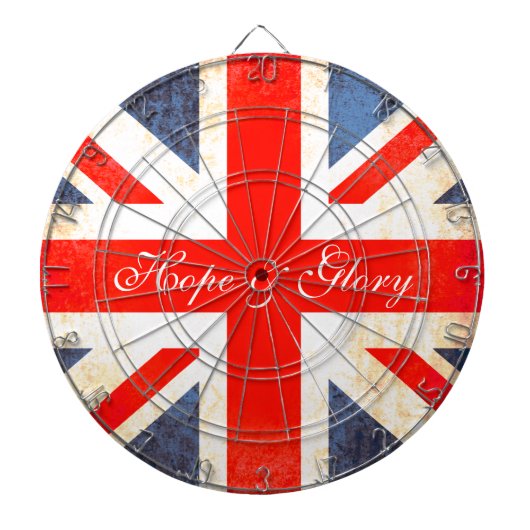 Britse vlag antiqued stijl hoop & glorie dart boar dartbord (Voorkant)