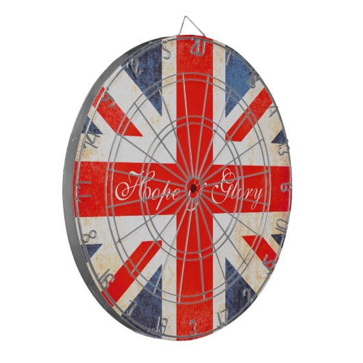 Britse vlag antiqued stijl hoop & glorie dart boar dartbord (Voorkant Links)