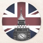  Britse vlag & Big Ben, Londen, Verenigd Koninkrij Ronde Kartonnen Onderzetter (Voorkant)