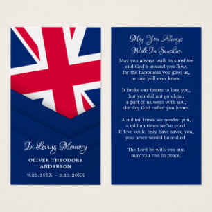 Britse vlag Britse Memorial Funeral Prayer Kaart