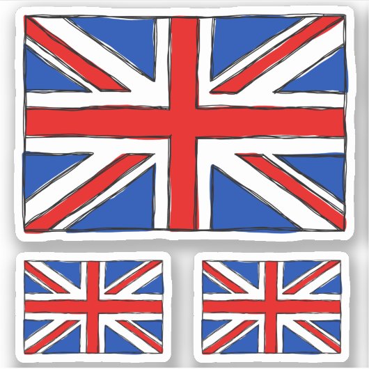 Britse vlag doodle tekening sticker (Voorkant)