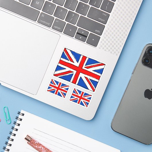 Britse vlag doodle tekening sticker (Laptop met iPhone)