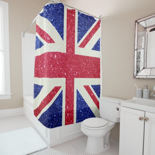 Britse vlag douchegordijn - op maat gemaakt Brits (In situ)