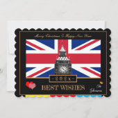 Britse vlag en Big Ben 2026 Gelukkig Nieuwjaar Feestdagenkaart (Voorkant)