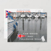 Britse vlag Fair Winds volgend op Zee Nautical Phr Briefkaart (Voorkant / Achterkant)