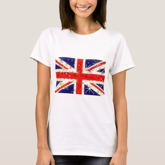 Britse vlag glitz glamour t-shirt (Voorkant)