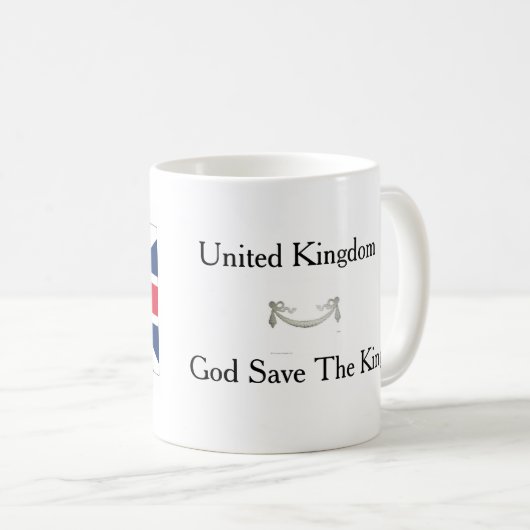 Britse Vlag God Save The King Thee / Koffie Mok (Voorkant rechts)
