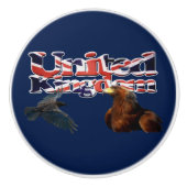 Britse vlag, Golden Eagle en Raven Keramische Knop (Voorkant)