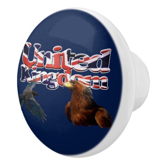 Britse vlag, Golden Eagle en Raven Keramische Knop (Rechts)