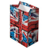 Britse vlag Graffiti Kunst op een bakstenen muur Medium Cadeauzakje (Voorkant Gekanteld)
