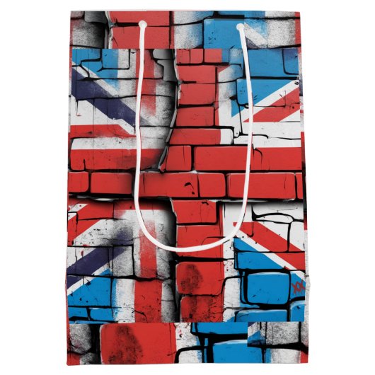 Britse vlag Graffiti Kunst op een bakstenen muur Medium Cadeauzakje (Achterkant)