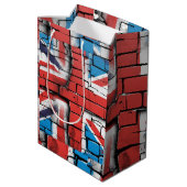 Britse vlag Graffiti Kunst op een bakstenen muur Medium Cadeauzakje (Achterkant Gekanteld)